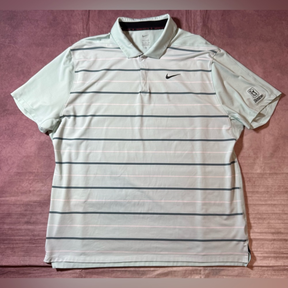 Nike Golf Tiger Woods Collection Striped Polo Jade Ice Spruce Men’s Sz XXL 2XL